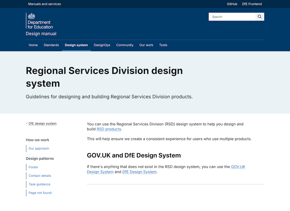 Homepage of RSD Design System