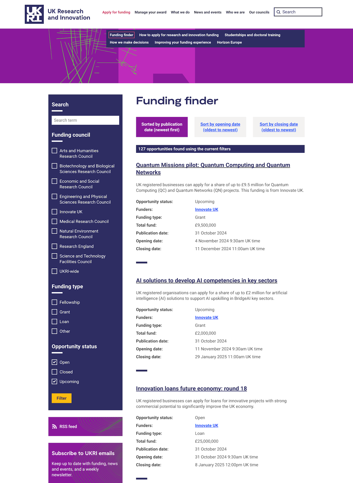 Funding finder design