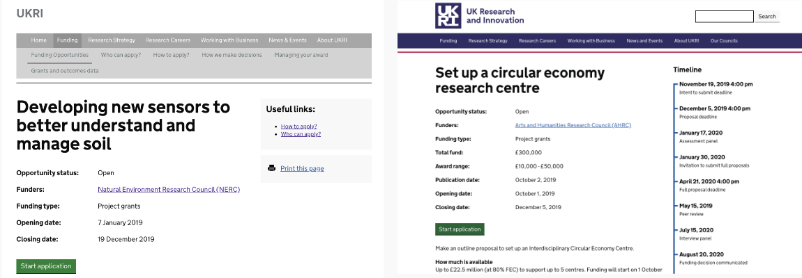 Funding individual page prototype iteration